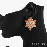 90054, FLOWER RHINESTONE CLIP ON EARRING