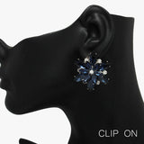 90054, FLOWER RHINESTONE CLIP ON EARRING
