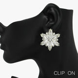 90054, FLOWER RHINESTONE CLIP ON EARRING