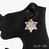 90054, FLOWER RHINESTONE CLIP ON EARRING