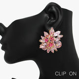 90055, FLORAL ACCENT RHINESTONE CLIP ON EARRING