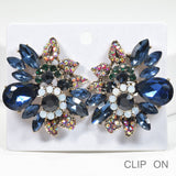 90055, FLORAL ACCENT RHINESTONE CLIP ON EARRING