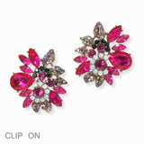 90055, FLORAL ACCENT RHINESTONE CLIP ON EARRING
