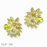 90055, FLORAL ACCENT RHINESTONE CLIP ON EARRING
