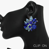 90055, FLORAL ACCENT RHINESTONE CLIP ON EARRING