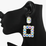 90058, SQUARE ACCENT RHINESTONE EARRING