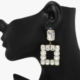 90058, SQUARE ACCENT RHINESTONE EARRING