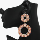 90060, MULTI RHINESTONE ROUND DANGLE EARRING
