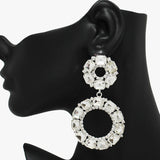 90060, MULTI RHINESTONE ROUND DANGLE EARRING