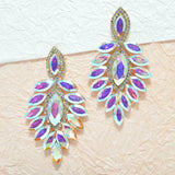 90063, OVERSIZED MARQUISE ACCENT RHINESTONE EVENING EARRING, WEDDING, BRIDAL, PROM
