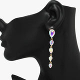 90065, TEARDROP RHINESTONE DROP DANGLE EARRING