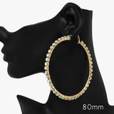 90066, 80MM RHINESTONE ROUND HOOP EARRING