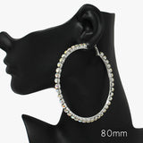 90066, 80MM RHINESTONE ROUND HOOP EARRING