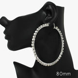90066, 80MM RHINESTONE ROUND HOOP EARRING