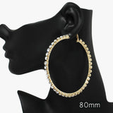 90066, 80MM RHINESTONE ROUND HOOP EARRING
