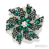 90074, FLOWER MULTI RHINESTONE EVENING PIN BROOCH