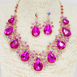 90079, LEAF BRANCH RHINESTONE EVENING NECKLACE