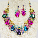 90079, LEAF BRANCH RHINESTONE EVENING NECKLACE