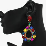 90091, MULTI RHINESTONE EVENING EARRING