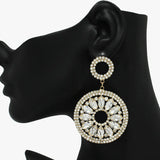 90092, MULTI RHINESTONE ROUND EVENING EARRING