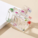 90150, MINI SQUARE REAL FLOWER RESIN HAIR CLAW HAIR CLIP