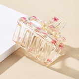 90150, MINI SQUARE REAL FLOWER RESIN HAIR CLAW HAIR CLIP