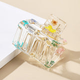90150, MINI SQUARE REAL FLOWER RESIN HAIR CLAW HAIR CLIP