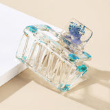 90150, MINI SQUARE REAL FLOWER RESIN HAIR CLAW HAIR CLIP