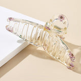 90151, SINGLE KNOT REAL FLOWER RESIN HAIR CLAW HAIR CLIP