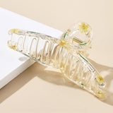 90151, SINGLE KNOT REAL FLOWER RESIN HAIR CLAW HAIR CLIP