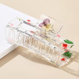90154, RECTANGLE REAL FLOWER RESIN HAIR CLAW HAIR CLIP