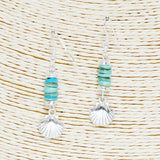 90170, SEASHELL CHARM MIXED BEADED DANGLE EARRING