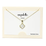Dainty Clover Pendant Necklace, Mother of Pearl