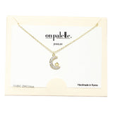 90216, DAINTY CRESCENT MOON CUBIC ZIRCONIA PENDANT NECKLACE