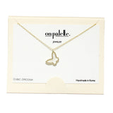 90218, DAINTY MOTHER OF PEARL BUTTERFLY PENDANT NECKLACE