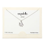 90219, DAINTY PAVE BUTTERFLY PENDANT NECKLACE, CUBIC ZIRCONIA