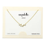 90222, DAINTY FLOWER LEAF CUBIC ZIRCONIA PENDANT NECKLACE