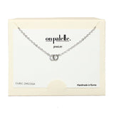 90223, DAINTY PAVE DOUBLE RING PENDANT NECKLACE, CUBIC ZIRCONIA