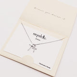 90234, DAINTY DOUBLE CROSS PENDANT NECKLACE, CUBIC ZIRCONIA, RELIGIOUS