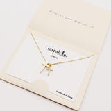 90234, DAINTY DOUBLE CROSS PENDANT NECKLACE, CUBIC ZIRCONIA, RELIGIOUS