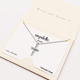 90236, DAINTY CROSS WITH CUBIC ZIRCONIA PENDANT NECKLACE, RELIGIOUS