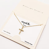90236, DAINTY CROSS WITH CUBIC ZIRCONIA PENDANT NECKLACE, RELIGIOUS