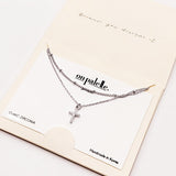 90247, DAINTY PAVE CROSS DOUBLE LAYERED NECKLACE, CUBIC ZIRCONIA, RELIGIOUS