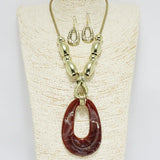 90263, GEOMETRIC CELLULOID ACETATE WITH SUEDE TRIM NECKLACE