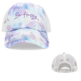 90268, "BE HAPPY" TIE DYE VINTAGE MESH BALL CAP