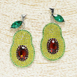 BIG Rhinestone Avocado Earring