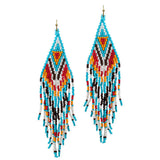 90299, LONG SEED BEADED FRINGE DROP EARRING