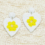 90308, HEART SHAPE FLOWER SEED BEADED EARRING