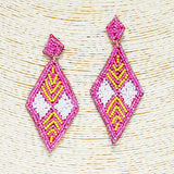90311, DIAMOND SHAPE SEED BEADED EARRING