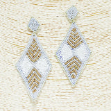 90311, DIAMOND SHAPE SEED BEADED EARRING